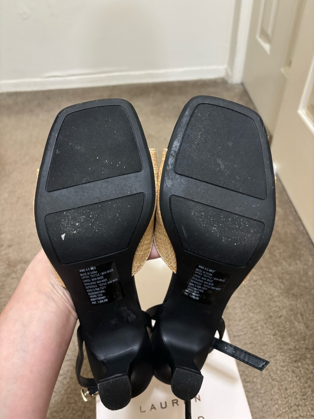LC Lauren Conrad Black and Natural Slingback Sandals EUC Size 9.5 - Picture 4 of 5